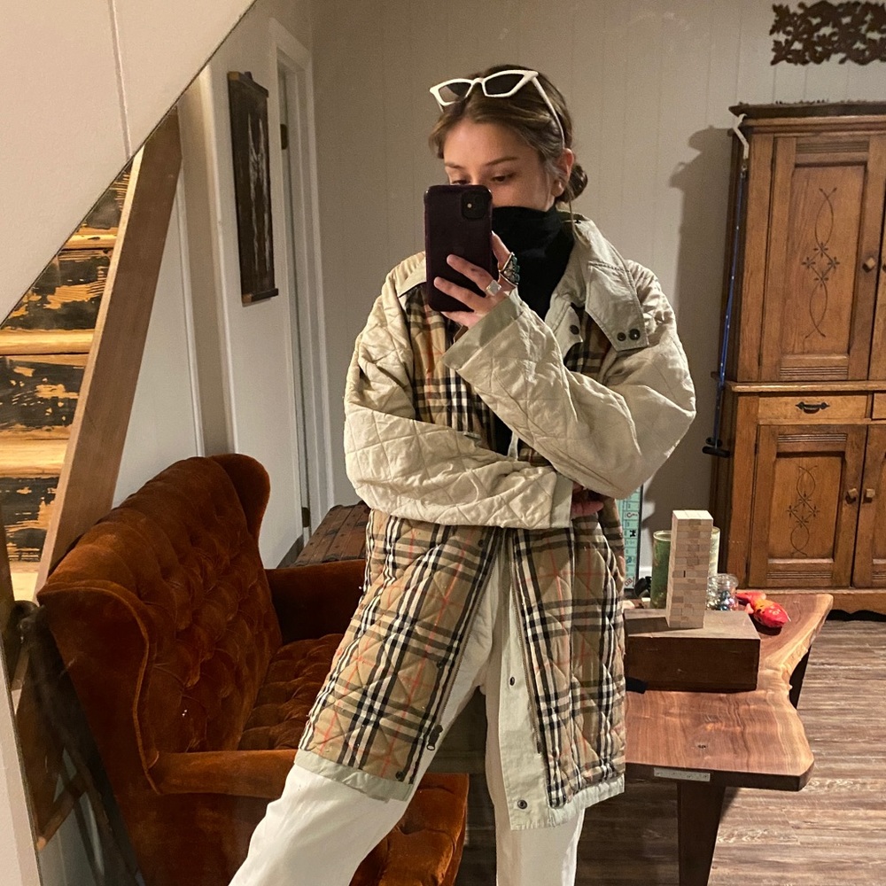 SOLDVintage quilted Burberry nova check chore jacket coat small